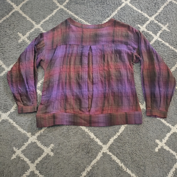 LIVERPOOL Bubble Sleeve Red/Purple Plaid Blouse‎ Size S - Picture 6 of 9